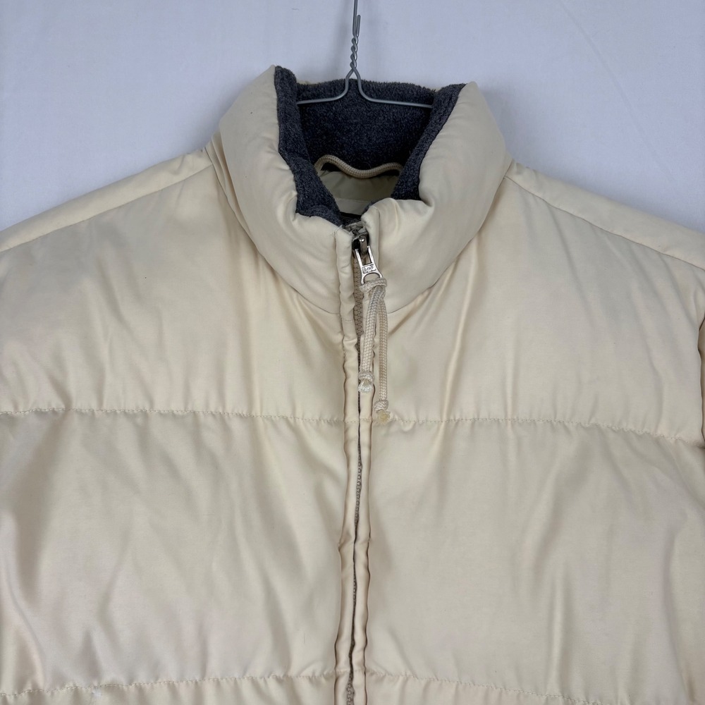 Abercrombie Womens Cream Puffer Jacket Full Zip Goose Down Insulated Size M - Picture 2 of 8